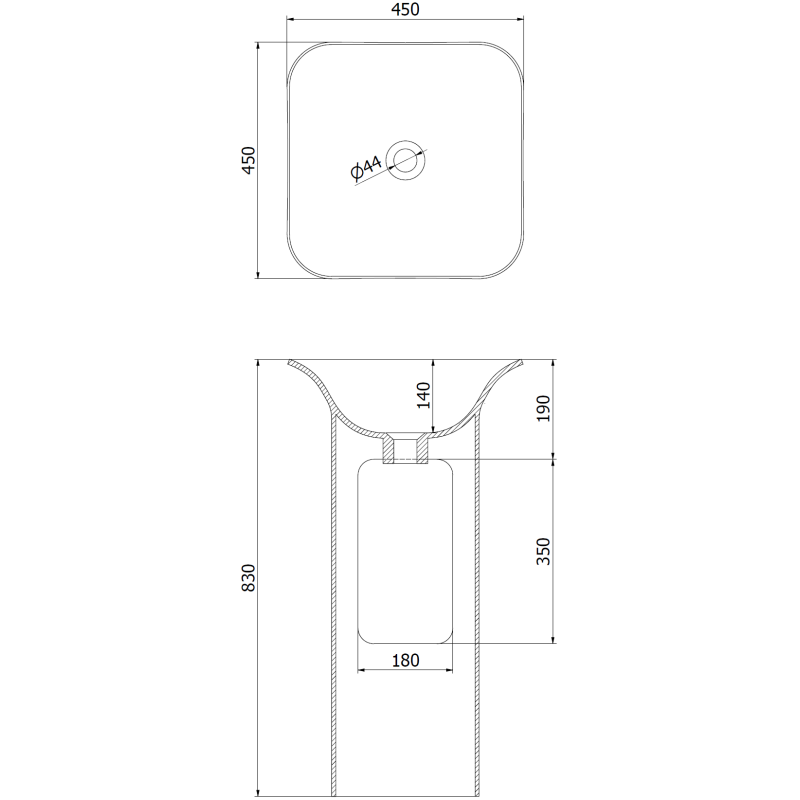 Mexen Ria szabadon álló mosdó konglomerátumból 45 x 45 cm, fehér matt - 26584500
