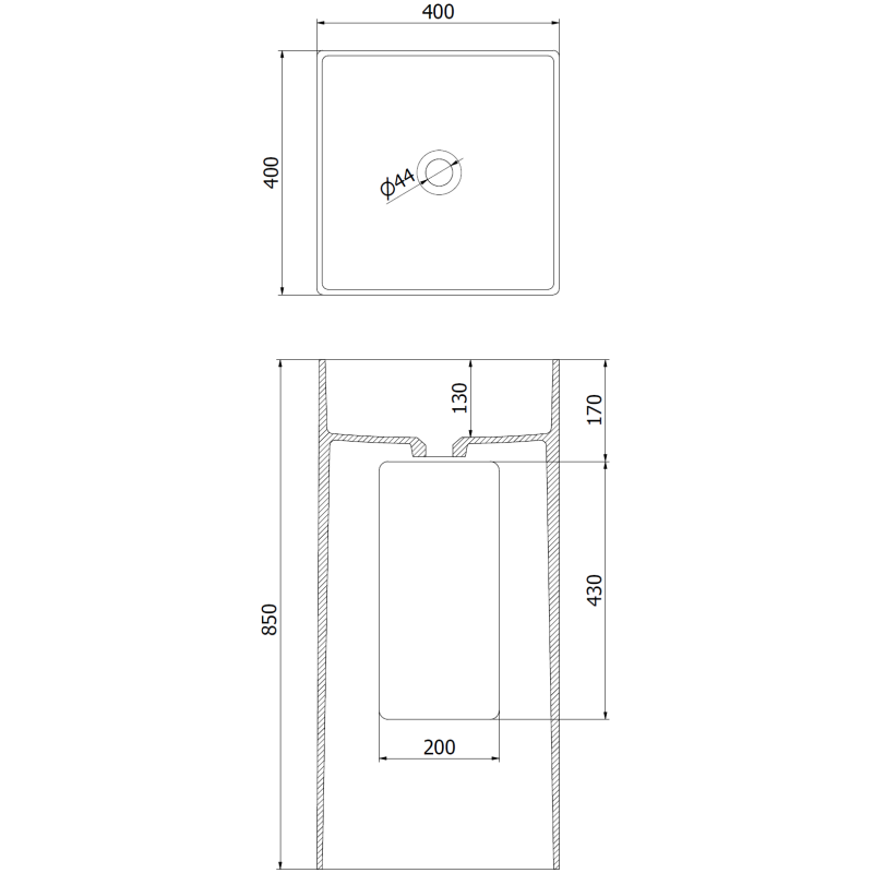 Mexen Xola-1 chiuvetă de sine stătătoare din conglomerat 40 x 40 cm, alb mat - 26594000