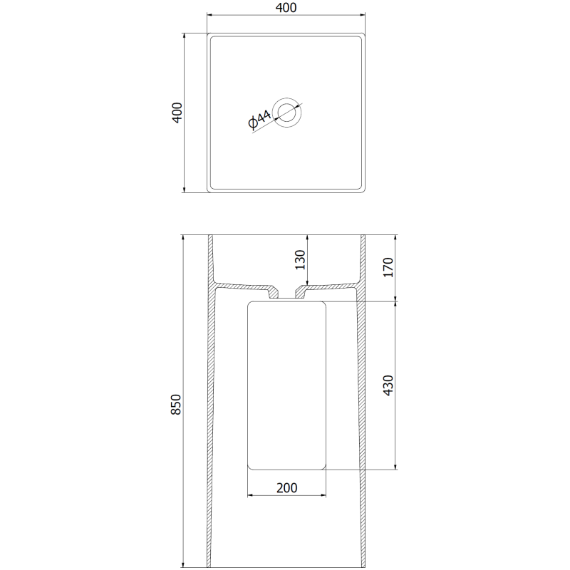 Mexen Xola-1 szabadon álló mosdó konglomerátumból 40 x 40 cm, fehér matt - 26594000