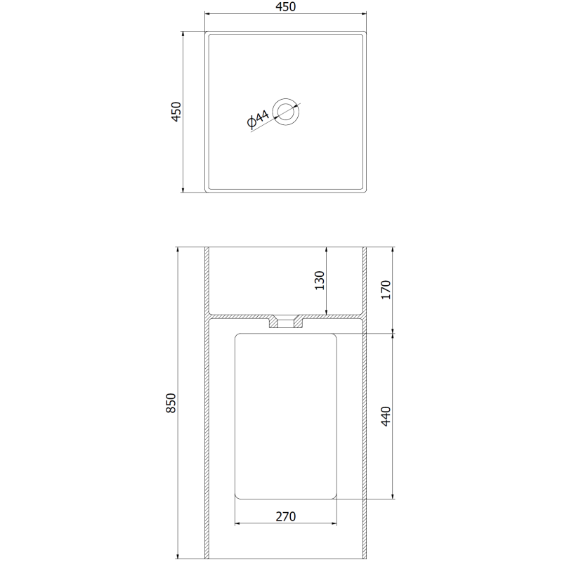 Mexen Xola-2 szabadon álló mosdó konglomerátumból 45 x 45 cm, fehér matt - 26594500