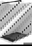 Mexen Apia cabină de duș extensibilă 100 x 100 cm, transparent, Neagră + cadă de duș Flat, Neagră - 840-100-100-70-00-4070B