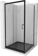 Mexen Apia cabină de duș glisantă 100 x 100 cm, transparentă, neagră + cădiță Flat, neagră - 840-100-100-70-00-4070B