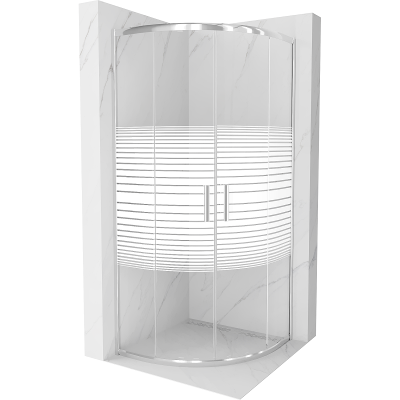 Mexen Rio félköríves zuhanykabin 70 x 70 cm, fehér csíkos, króm - 863-070-070-01-20