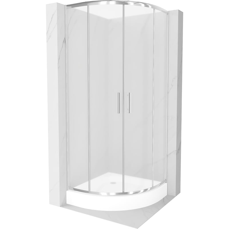 Mexen Rio félkör alakú zuhanykabin 70 x 70 cm, jégvirágos, króm + zuhanytálca, fehér - 863-070-070-01-30-4710