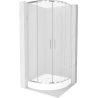 Mexen Rio cabină de duș semicirculară 70 x 70 cm, înghețat, crom + cadă de duș, alb - 863-070-070-01-30-4710