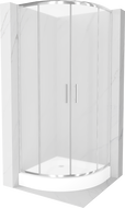 Cabină de duș Mexen Rio semicirculară 70 x 70 cm, sticlă mată, crom + cadă Rio, alb - 863-070-070-01-30-4710
