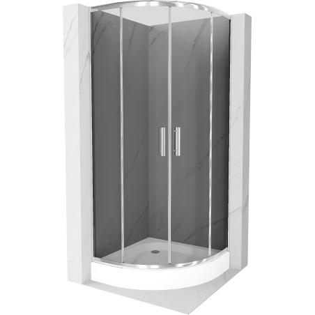 Mexen Rio cabina prysznicowa półokrągła 70 x 70 cm, grafit, crom + brodzik Rio, biały - 863-070-070-01-40-4710