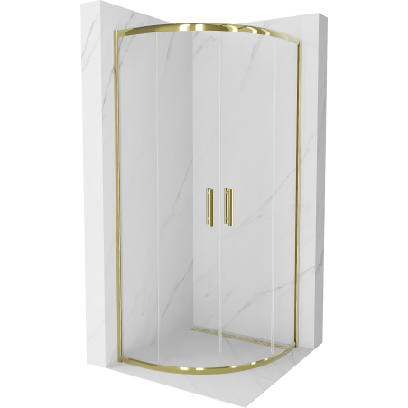 Mexen Rio cabină de duș semi-rotundă 70 x 70 cm, transparent, aurie - 863-070-070-50-00
