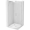 Mexen Rio 90 x 90 cm-es félköríves zuhanykabin, átlátszó, króm + Flat fehér zuhanytálca - 863-090-090-01-00-4110