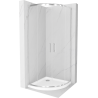 Mexen Rio cabina de duș semirotundă 90 x 90 cm, transparentă, cromată + cădiță Flat, albă - 863-090-090-01-00-4110
