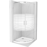 Mexen Rio zuhanykabin félköríves 80 x 80 cm, csíkos, króm + Flat káddal, fehér - 863-080-080-01-20-4110