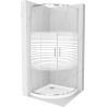 Mexen Rio zuhanykabin félköríves 90 x 90 cm, csíkos, króm + Flat, fehér zuhanytálca - 863-090-090-01-20-4110