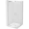 Mexen Rio cabina de duș semirotundă 80 x 80 cm, mat, crom + cadă Flat, alb - 863-080-080-01-30-4110