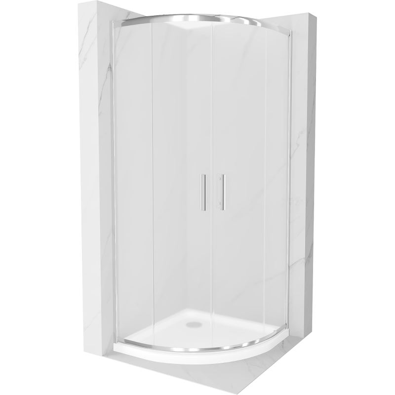 Mexen Rio 90 x 90 cm félköríves zuhanykabin, homályos, króm + Flat tálca, fehér - 863-090-090-01-30-4110