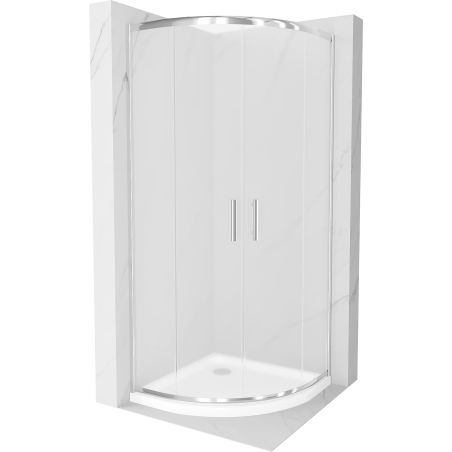Mexen Rio 90 x 90 cm félköríves zuhanykabin, homályos, króm + Flat tálca, fehér - 863-090-090-01-30-4110