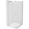 Mexen Rio cabina de duș semirotundă 90 x 90 cm, înghețat, crom + cadă Flat, alb - 863-090-090-01-30-4110