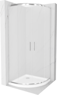 Mexen Rio cabina de duș semirotundă 90 x 90 cm, înghețat, crom + cadă Flat, alb - 863-090-090-01-30-4110
