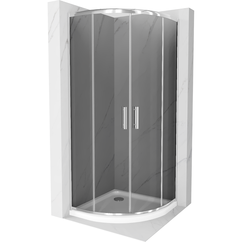 Mexen Rio cabina de duș semirotundă 90 x 90 cm, grafit, crom + cadă de duș Flat, alb - 863-090-090-01-40-4110