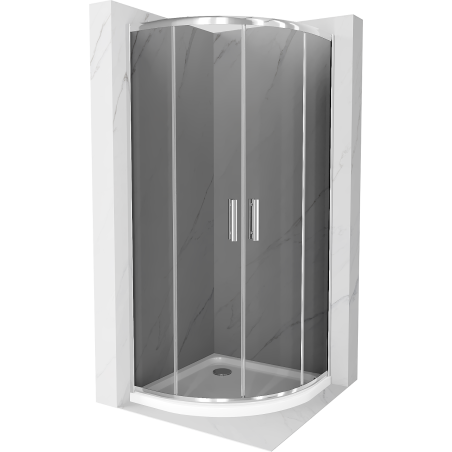 Mexen Rio cabina de duș semirotundă 90 x 90 cm, grafit, crom + cadă de duș Flat, alb - 863-090-090-01-40-4110