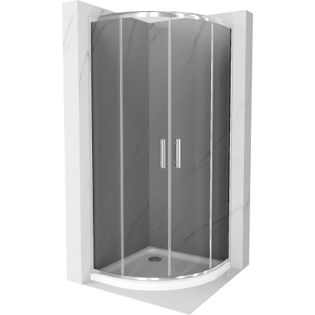 Mexen Rio zuhanykabin félköríves 90 x 90 cm, grafit, króm + Flat zuhanytálca, fehér - 863-090-090-01-40-4110