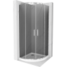 Mexen Rio cabina prysznicowa półokrągła 90 x 90 cm, grafit, crom + brodzik Flat, biały - 863-090-090-01-40-4110