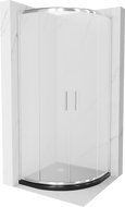 Cabina de duș Mexen Rio semicirculară 80 x 80 cm, sticlă mată, crom + bazin Flat, negru - 863-080-080-01-30-4170