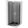 Mexen Rio cabina de duș semirotundă 80 x 80 cm, grafit, crom + cadă de duș Flat, negru - 863-080-080-01-40-4170
