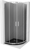 Mexen Rio cabină de duș semicirculară 90 x 90 cm, grafit, crom + bazin Flat, negru - 863-090-090-01-40-4170