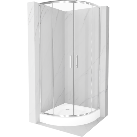 Mexen Rio cabina de duș semirotundă 80 x 80 cm, transparentă, crom + cadă de duș, alb - 863-080-080-01-00-4710