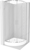 Cabina de duș Mexen Rio semi-rotundă 90 x 90 cm, transparent, crom + cada Rio, alb - 863-090-090-01-00-4710