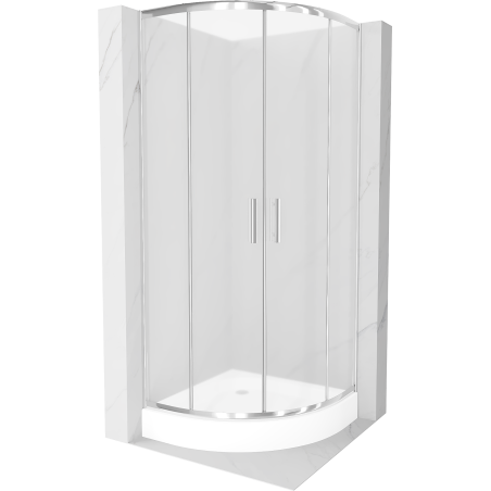 Cabina de duș Mexen Rio semi-rotundă 80 x 80 cm, sticlă mată, crom + ușă Rio, albă - 863-080-080-01-30-4710