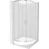 Cabina de duș Mexen Rio semi-rotundă 80 x 80 cm, sticlă mată, crom + ușă Rio, albă - 863-080-080-01-30-4710