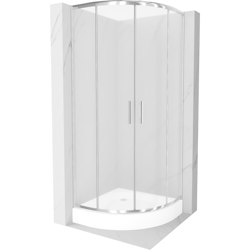 Mexen Rio cabină de duș semi-rotundă 90 x 90 cm, fumurie, crom + palet Rio, alb - 863-090-090-01-30-4710