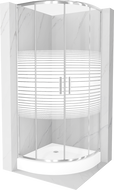 Mexen Rio cabină de duș semicirculară 70 x 70 cm, dungi albe, crom + receptor de duș, alb - 863-070-070-01-20-4710