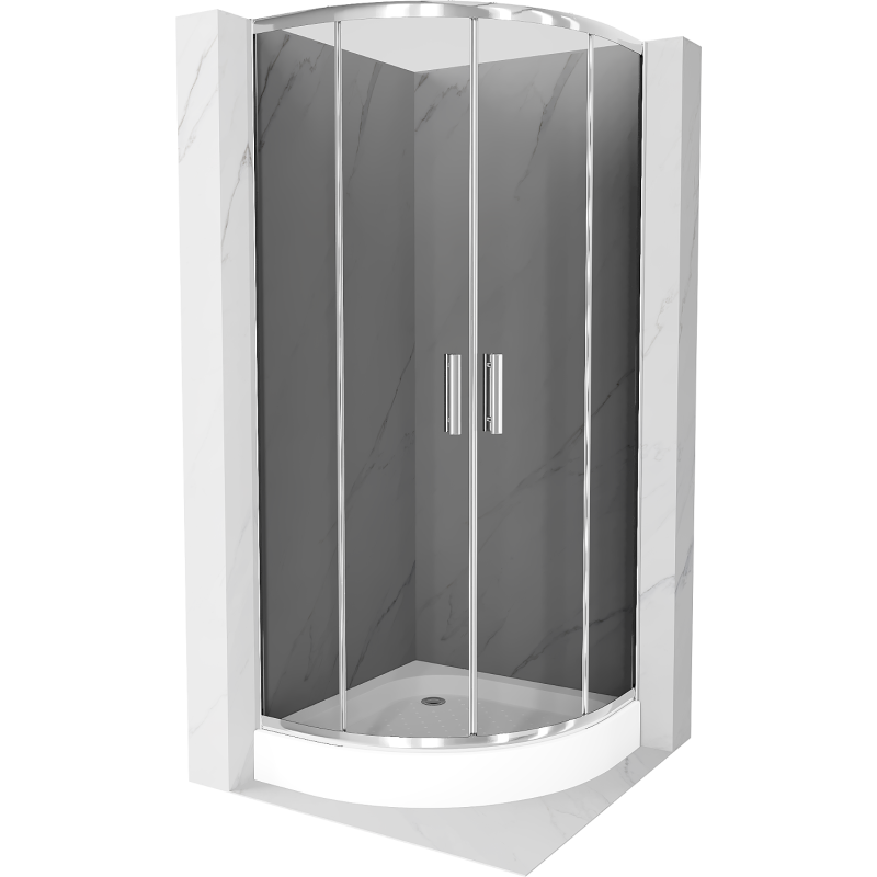Mexen Rio cabina de duș semicirculară 90 x 90 cm, grafit, cromat + cadă de duș, alb - 863-090-090-01-40-4710