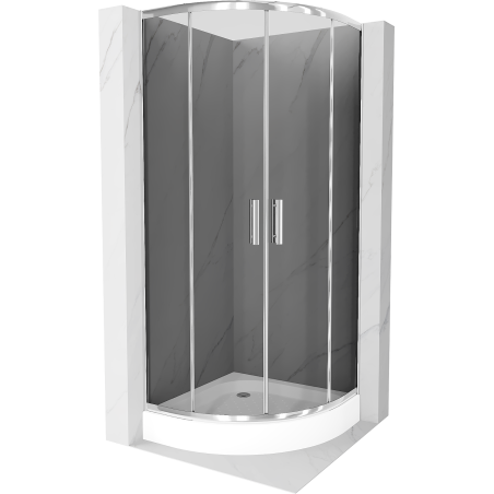 Mexen Rio cabina de duș semicirculară 90 x 90 cm, grafit, cromat + cadă de duș, alb - 863-090-090-01-40-4710