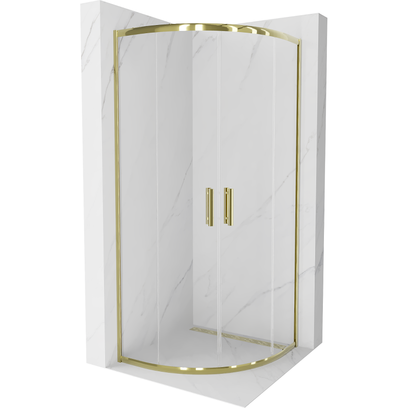 Cabina de duș Mexen Rio semicirculară 80 x 80 cm, transparentă, aurie - 863-080-080-50-00