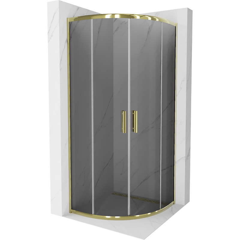 Cabina de duș Mexen Rio semi-rotundă 70 x 70 cm, grafit, aurie - 863-070-070-50-40