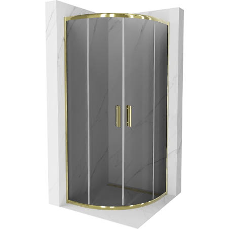 Cabina de duș Mexen Rio semi-rotundă 70 x 70 cm, grafit, aurie - 863-070-070-50-40