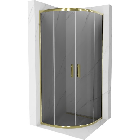 Mexen Rio cabina de duș semirotundă 70 x 70 cm, grafit, aurie - 863-070-070-50-40