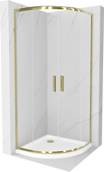Cabina de duș Mexen Rio semi-rotundă 80 x 80 cm, transparent, aurie + bazin Flat, alb - 863-080-080-50-00-4110G