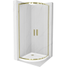 Mexen Rio cabină de duș semi-rotundă 90 x 90 cm, transparent, auriu + cadă Flat, alb - 863-090-090-50-00-4110G