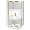 Cabina de duș Mexen Rio semicirculară 90 x 90 cm, benzi, aurie + cuvă Flat, albă - 863-090-090-50-20-4110G