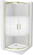Cabina de duș Mexen Rio semicirculară 90 x 90 cm, benzi, aurie + cuvă Flat, albă - 863-090-090-50-20-4110G
