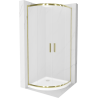 Cabină de duș semi-rotundă Mexen Rio 90 x 90 cm, mat, auriu + bazin flat, alb - 863-090-090-50-30-4110G