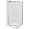Mexen Rio cabina de duș semicirculară 90 x 90 cm, înghețat, auriu + bazin plat, alb - 863-090-090-50-30-4110G