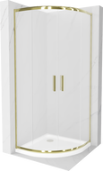 Mexen Rio cabina de duș semicirculară 90 x 90 cm, înghețat, auriu + bazin plat, alb - 863-090-090-50-30-4110G