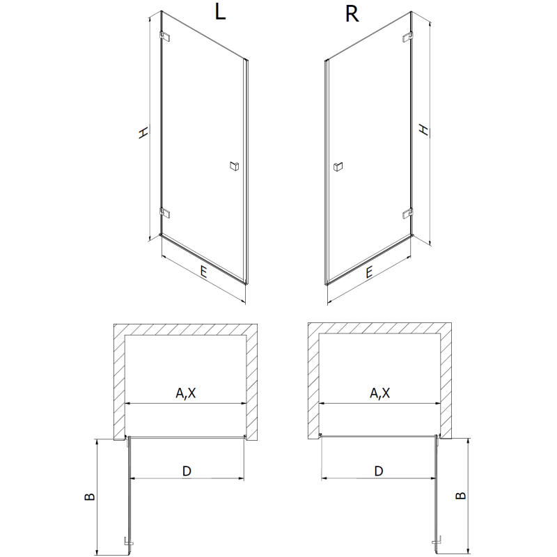 Mexen Lunar-B ușă de duș batantă dreapta 85 cm, transparentă, aurie periată - 832-085-000-55-00-P