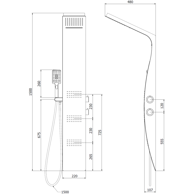 Mexen Bali zuhanypanel, fekete/fehér - 7622-03-71