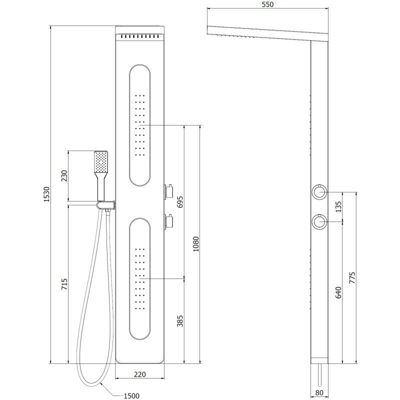 Mexen Mano zuhanypanel, fekete - 7609-02-70